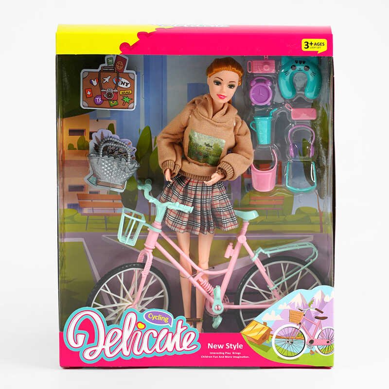Кукла A 8-114 (48/2) велосипед, аксессуары, высота куклы 30 см, в коробке