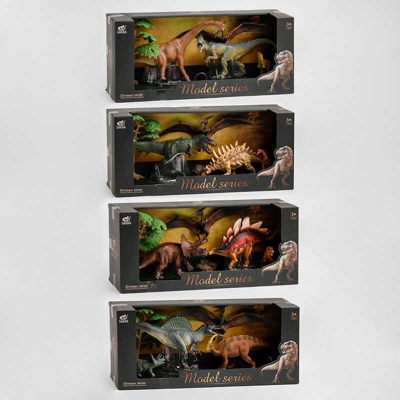 Набір динозаврів Q 9899 W3 (12) 4 види, 6 елементів, 4 динозаври, 2 аксесуари, в коробці