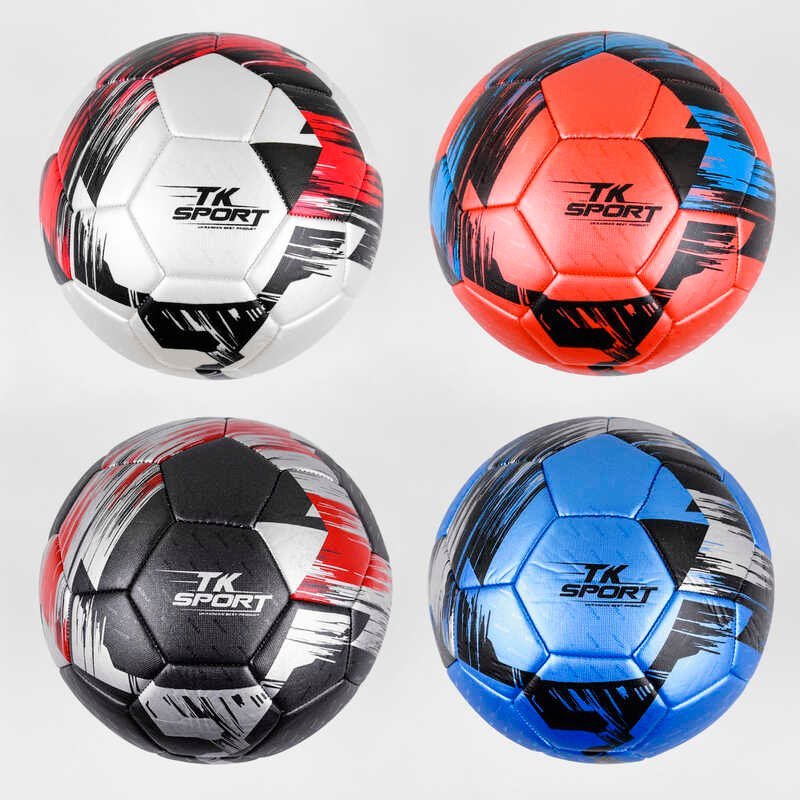 Мяч футбольный C 44449 (60) "TK Sport", 4 вида, вес 350-370 грамм, материал TPE, баллон резиновый