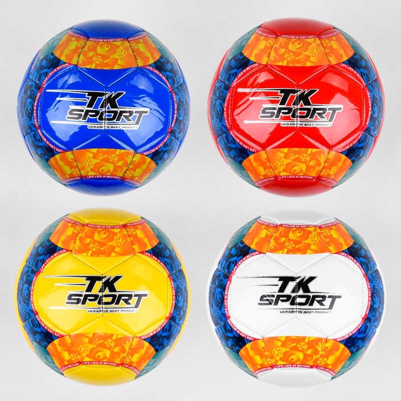 Мяч футбольный C 44451 (60) "TK Sport", 4 вида, вес 330-350 грамм, материал мягкий PVC, баллон резиновый, размер №5