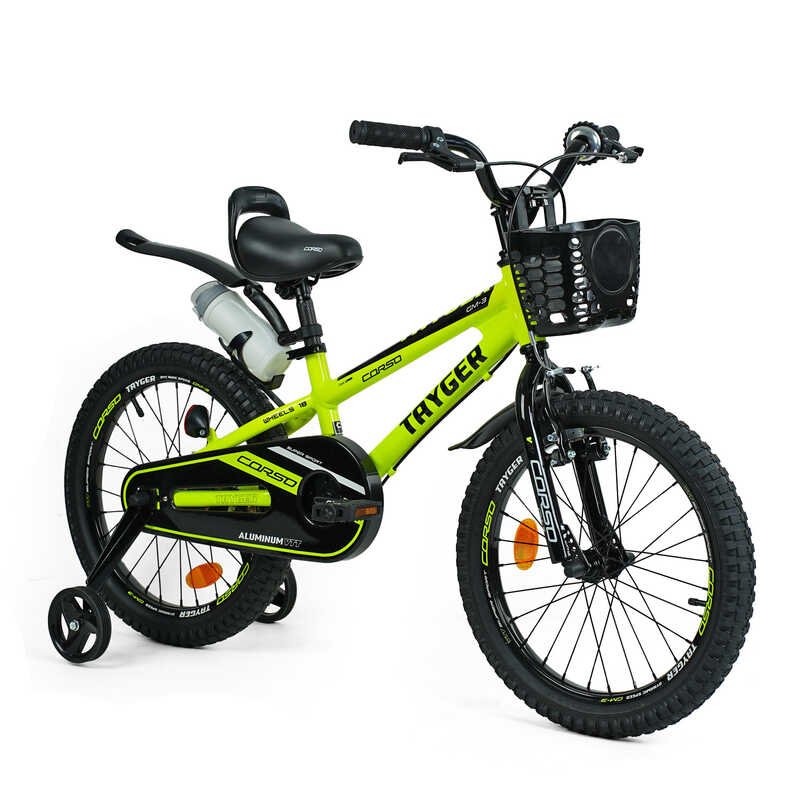Велосипед 2-х колісний 18" "CORSO" TG-82159 "TAYGER" (1) алюмінієва рама, ручне гальмо, дод. колеса, дзвоник, бутилочка, зібран на 85