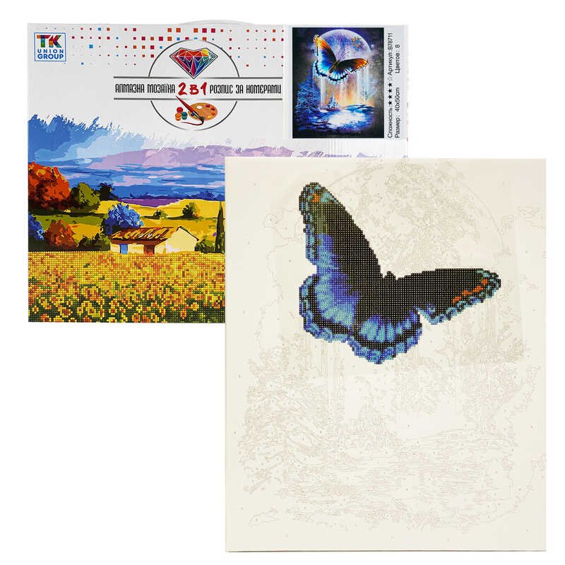 Картина за номерами + Алмазна мозаїка B 78711 (30) "TK Group", 40х50 см, "Фантазія", в коробці