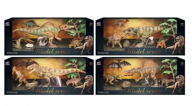 Набір динозаврів Q 9899 W 6 (12) 4 види, 6 елементів, 4 динозаври, 2 аксесуари, в коробці