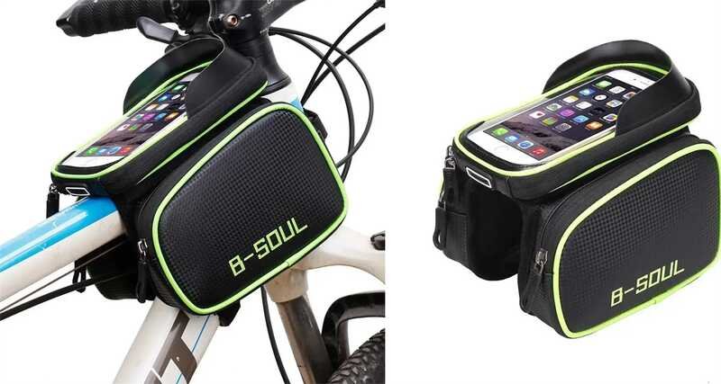Сумка велосипедная С 57662 (50) 3 отделения, прозрачный карман под смартфон, на липучках, в пакете