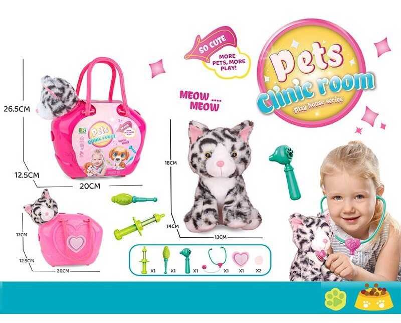 Улюбленець DR 5101 (48/2) “Кошеня”, м’яка іграшка, медичне приладдя, сумка-переноска, 7 аксесуарів, в сумці