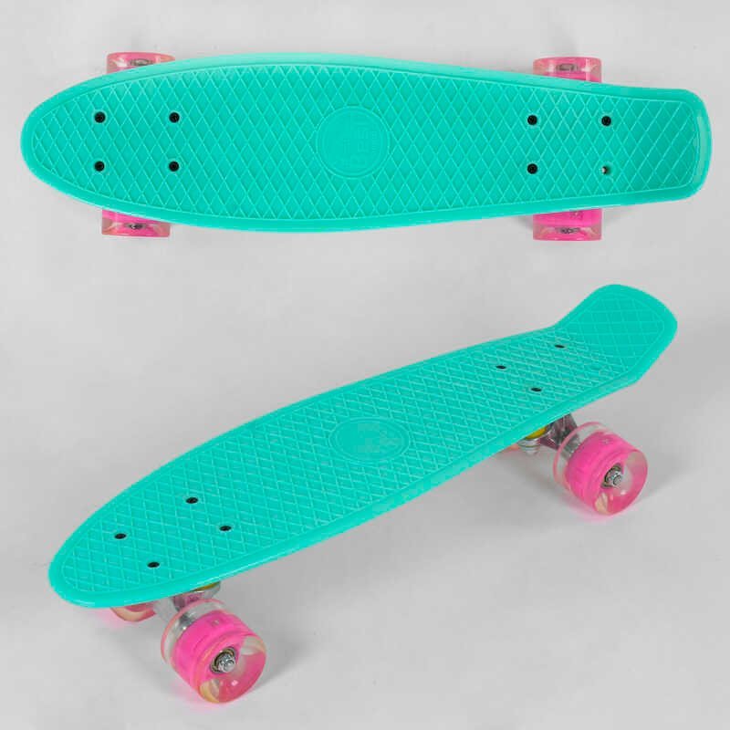 Скейт Пенні борд 6060 Best Board, бірюзовий, дошка = 55см, колеса PU зі світлом, діаметр 6 см