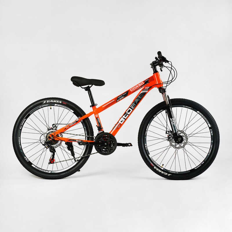 Велосипед Спортивный Corso 26" дюймов «Global» GL-26128 (1) рама стальная 13’’, оборудование Saiguan 21 скорость, собранный на 75