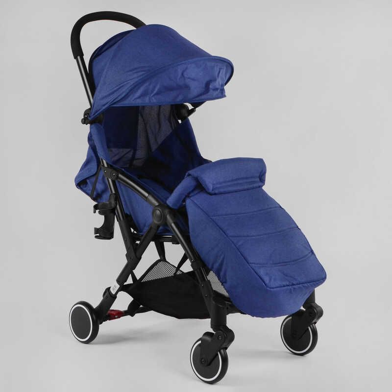 Коляска прогулянкова дитяча (W 2166) "JOY" ДЖИНС синій, футкавер, знімний бампер, сумка-чохол