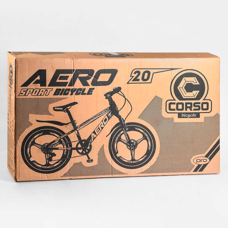 Детский спортивный велосипед 20’’ CORSO «AERO» (11755) стальная рама, оборудование Saiguan, 7 скоростей