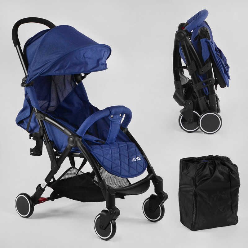 Коляска прогулянкова дитяча (W 2166) "JOY" ДЖИНС синій, футкавер, знімний бампер, сумка-чохол