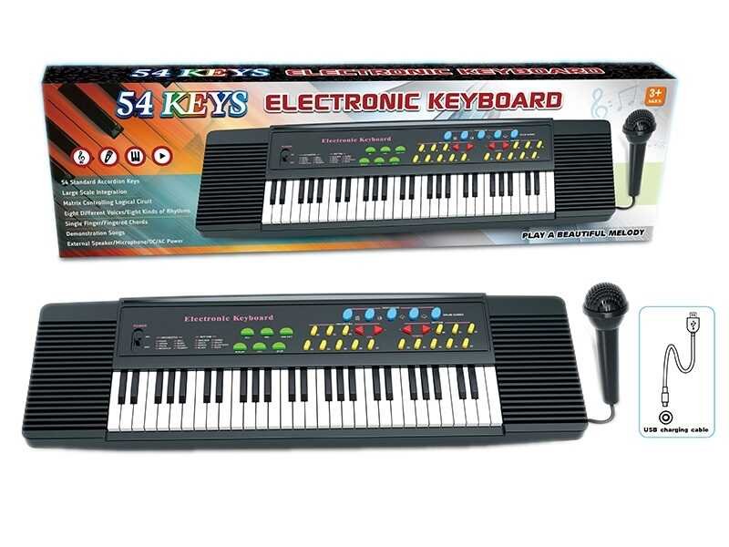 Пианино 5438 B (36) 7 инструментов, 7 ритмов, 5 битов, запись, микрофон, провод для динамика, в коробке
