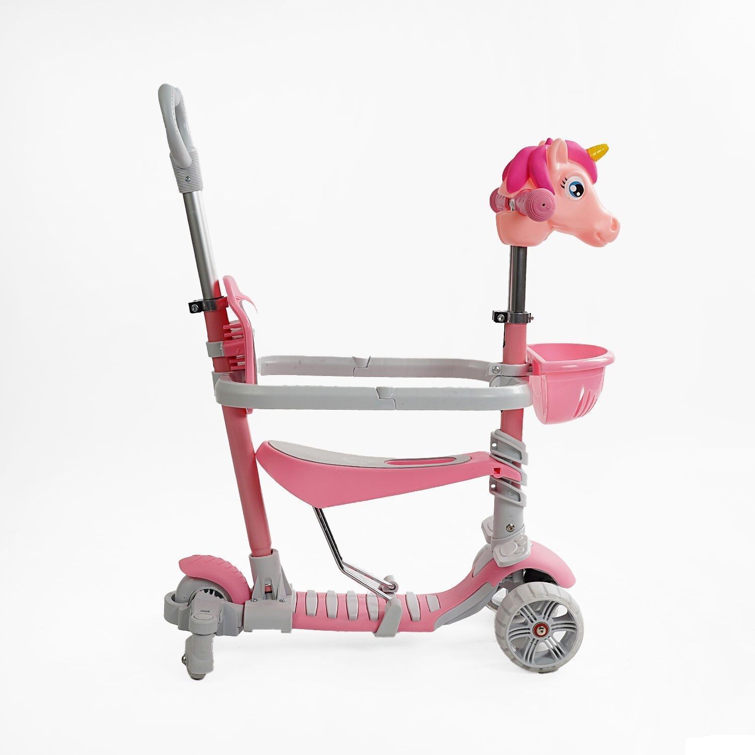 Самокат біговел з батьківською ручкою 5в1 (P-63700) Best Scooter, захисний бампер, колеса зі світлом