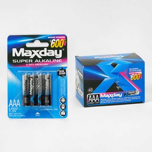 Батарейки “Maxday” C 57144 (20) ЦІНА ЗА 48 ШТУК В БЛОЦІ Alcaline, мініпальчикові, АAА 1.5V