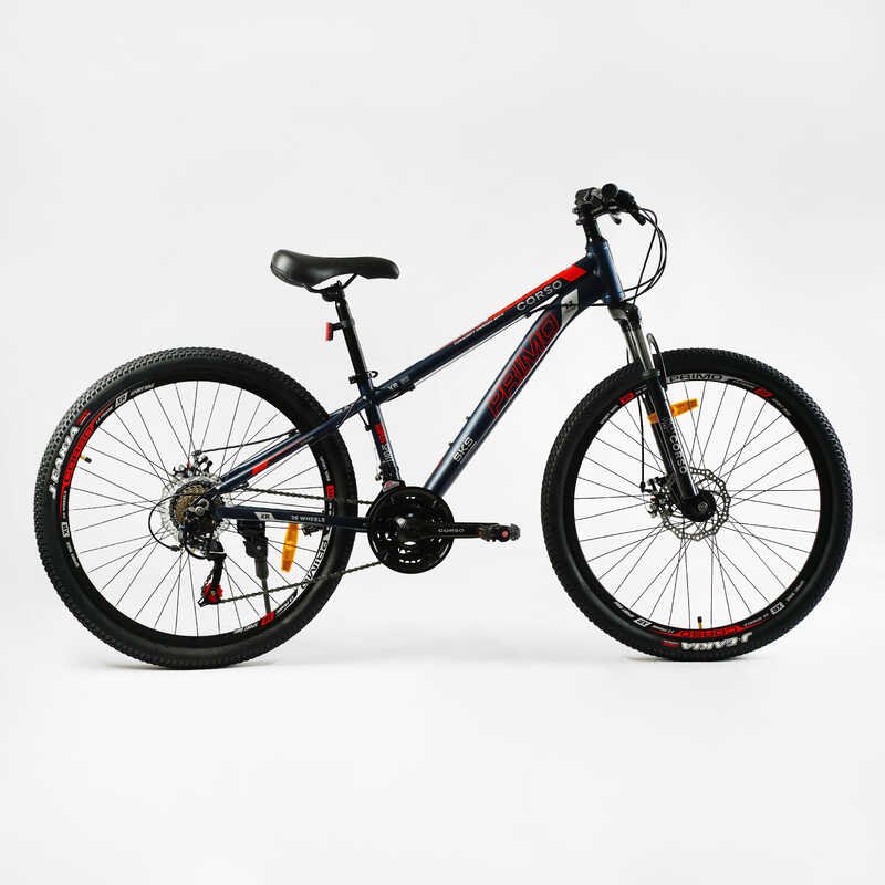 Велосипед Спортивний CORSO «PRIMO» 26" дюймів RM-26519 (1) рама алюмінієва 13``, обладнання SAIGUAN 21 швидкість, зібран на 75