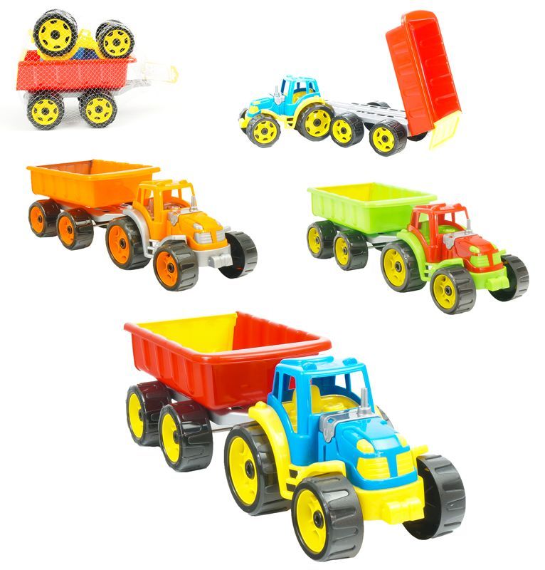 Трактор с прицепом 3442 (6) "Technok Toys" 3 цвета, в сетке