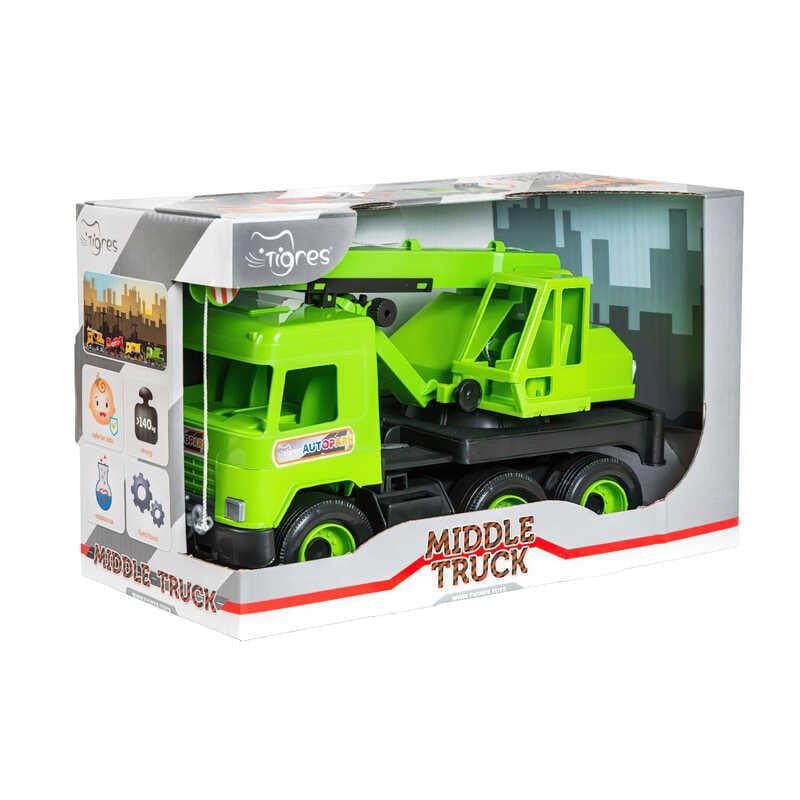 Авто "Middle truck" кран (4) 39483 (св. зелений) у коробці "Tigres"