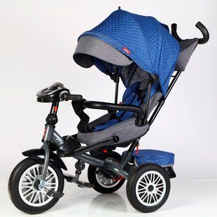 Велосипед трехколесный с поворотным сиденьем BestTrike "Perfetto" 8066/608-70 колеса резиновые, корзина, фара музыкальная, USB, Bluetooth