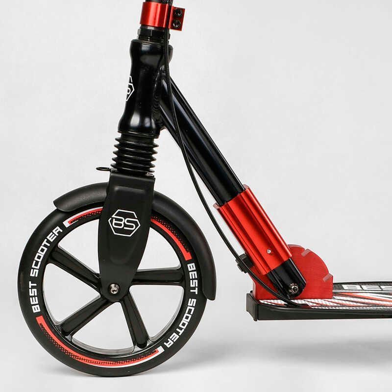 Самокат двоколісний з амортизатором та ручним гальмом "Best Scooter" (10304) колеса поліуретанові