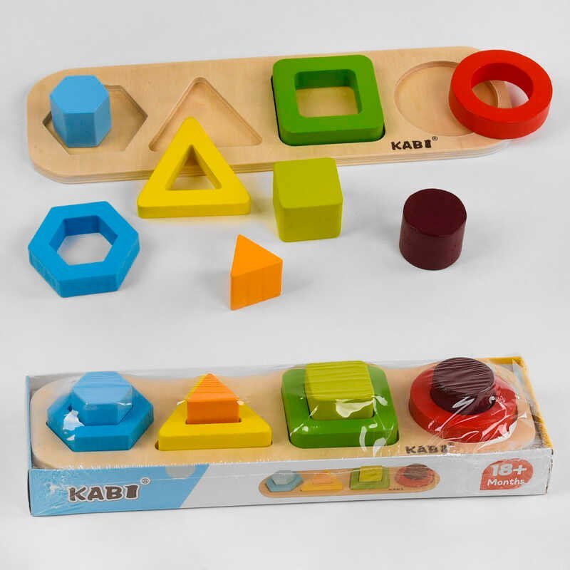 Деревянная игра C 47944 (54) Геометрический сортер, платформа, 8 деталей, в коробке