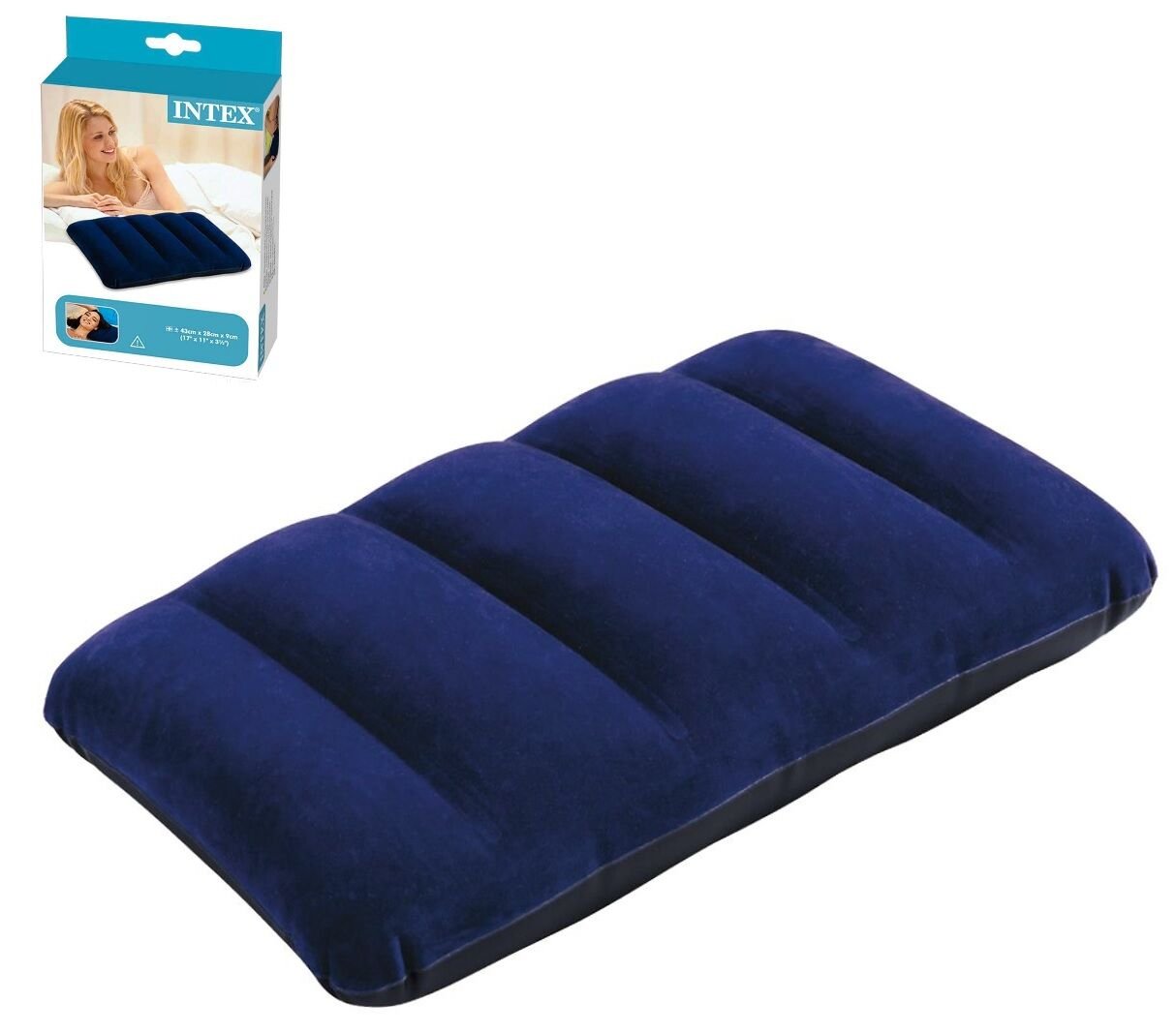 Надувна подушка Intex Велюр (68674) розмір: 48х32 см, синя