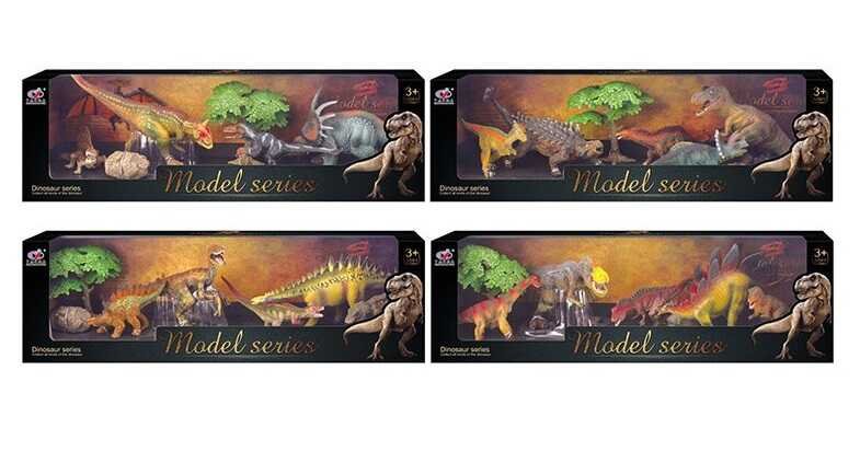 Набір динозаврів Q 9899 Q 1 (24/2) 4 види, 7 елементів, 5 динозаврів, 2 аксесуари, в коробці