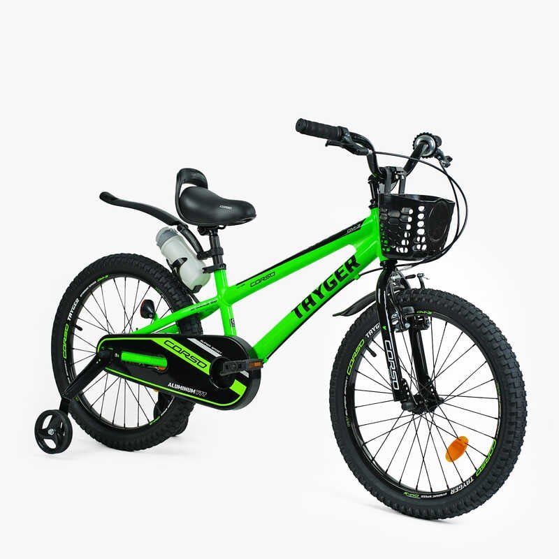 Велосипед 2-х колісний 20" "CORSO" TG-67311 "TAYGER" (1) алюмінієва рама, ручне гальмо, дод. колеса, дзвоник, бутилочка, зібран на 85