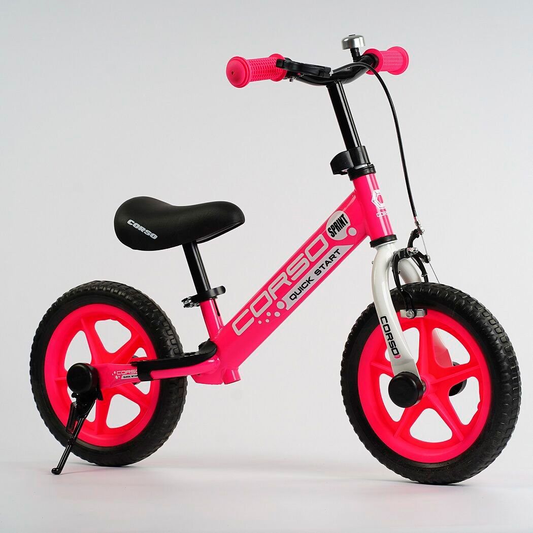 Велобег для девочки CORSO (28631) стальная рама, колесо 12" EVA подставка для ножек, подножка