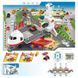 Самолет E 7002 Штрих-00018 (8) КРАСНЫЙ, парковка, звук, подсветка, 2 машинки, аксессуары, в коробке