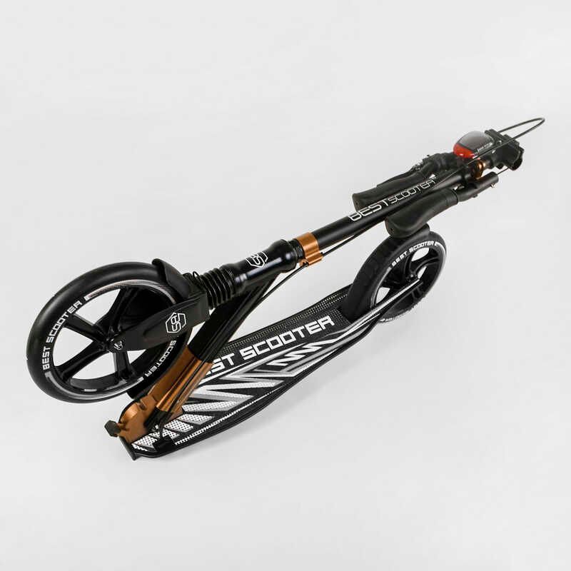 Самокат двоколісний з амортизатором та ручним гальмом "Best Scooter" (14268) колеса поліуретанові