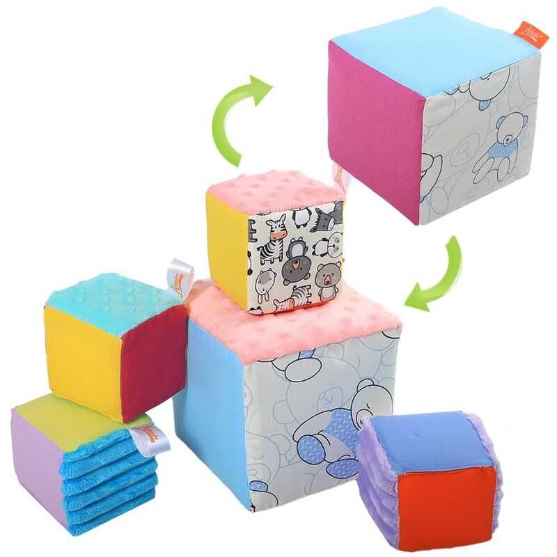Набір м`яких кубиків дизайн 1 "Ведмедики" 2050036110 (1) “Homefort” 5 кубиків, 1 великий 15х15см, 4 маленьких 10х10см, з петелькою, в ПВХ пакеті