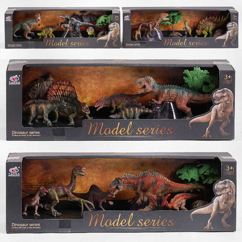 Набор динозавров Q 9899 Q 2 (24/2) 4 вида, 7 элементов, 5 динозавров, 2 аксессуара, в коробке