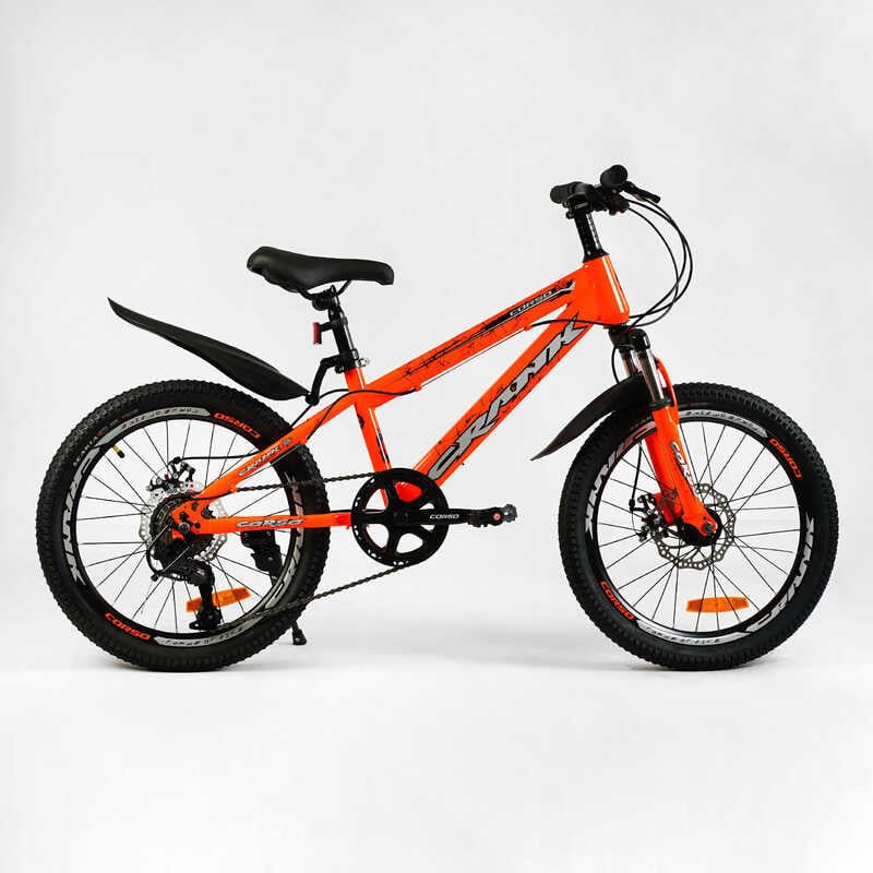 Детский спортивный велосипед 20’ Corso «CRANK» CR-20303 (1) стальная рама, оборудование LTWOO-A2, 7 скоростей, собран на 75
