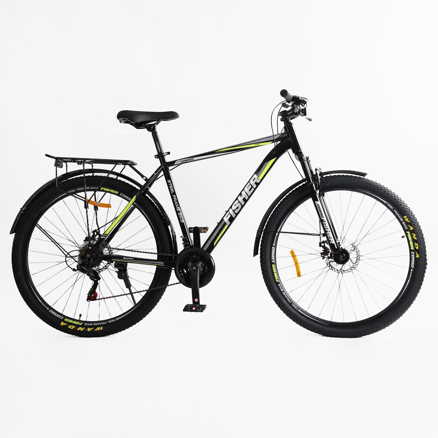 Велосипед Спортивный Corso Fisher 29" дюймов с оборудованием Shimano 21 скорость (FS-70190) рама стальная 21", собран на 75%
