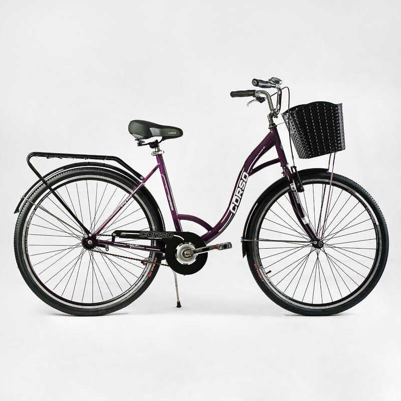Велосипед городской Corso «FORTUNA» 28” FR-5198 (1) односкоростной, стальная рама 20”, корзина, багажник