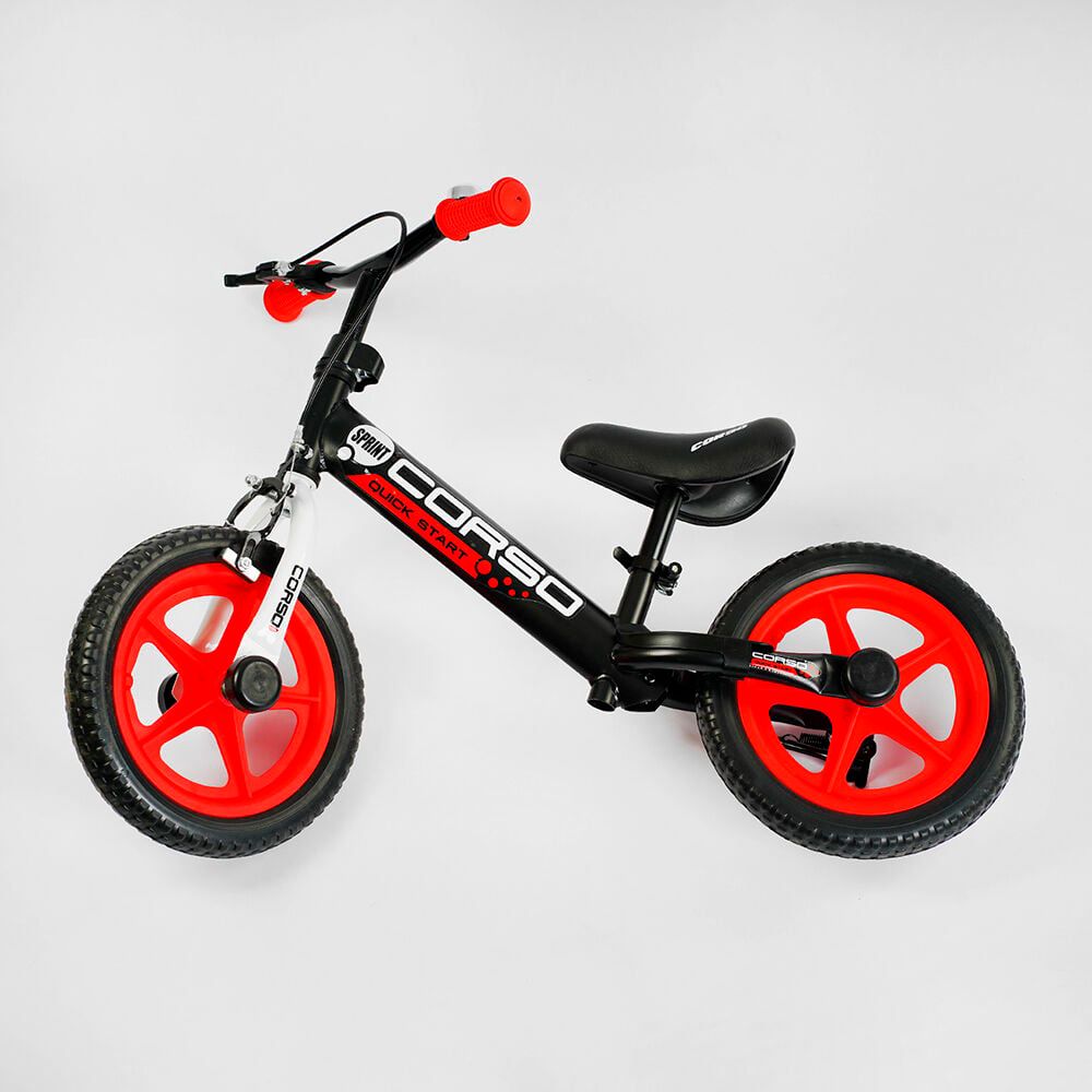 Біговел дитячий з підставкою для ніжок CORSO (87015) ручне гальмо, колесо 12" EVA (ПІНА) підніжка