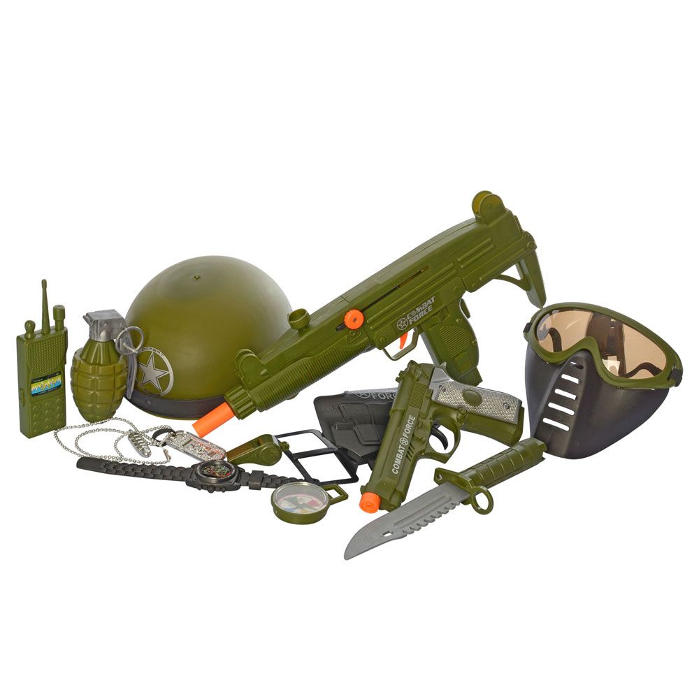 Игрушечный набор военного с аксессуарами (34320) автомат с щепкой, пистолет со звуком