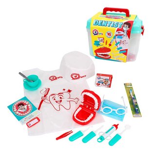 Дитячий набір стоматолога у валізі (7365) "Technok Toys", 16 елементів, зубна щітка, халат, шапочка, щелепа, інструменти