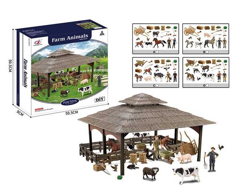 Ферма с аксессуарами (Q 9899 ZJ64) 40 элементов, 9 фигурок животных, 2 фигурки фермера