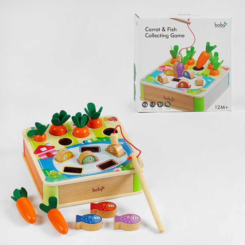 Логическая игра C 61738 (21) магнитная рыбалка, морковь, в коробке