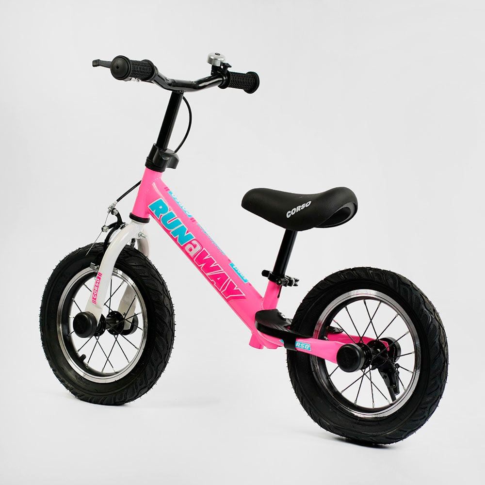 Велобіг дитячий з надувними колесами 12"Corso "Run-a-Way" (CV-04561) ручне гальмо, підніжка, підставка для ніжок, дзвіночок