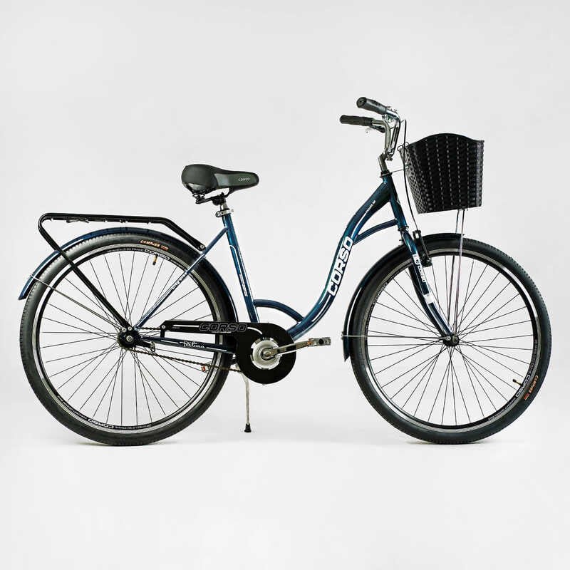 Велосипед городской Corso «FORTUNA» 28” FR-9908 (1) односкоростной, стальная рама 20”, корзина, багажник
