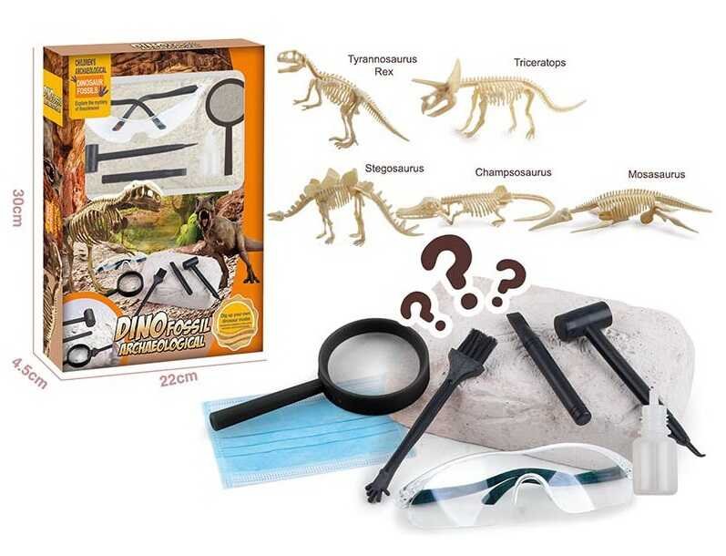 Розкопки динозаврів 80100 (48) гіпсова плита, інструменти для розкопки, в коробці