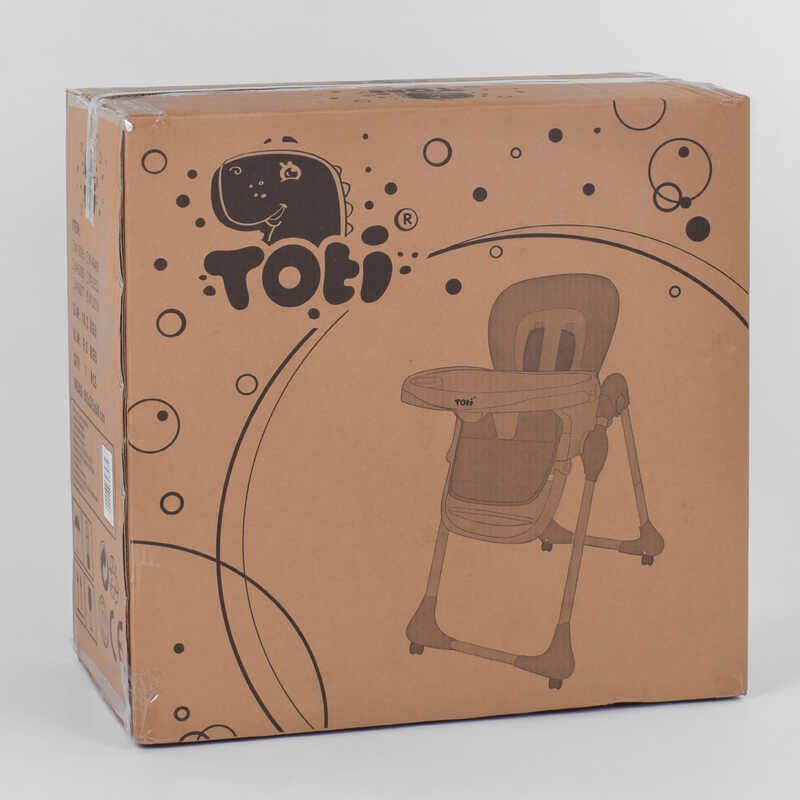 Стульчик для кормления Toti (W-56077) мягкий PU, мягкий вкладыш, 4 колеса, съемный столик, в коробке