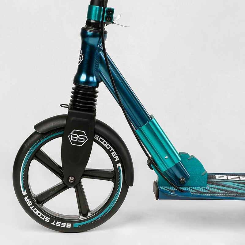 Самокат двоколісний з амортизатором та ручним гальмом "Best Scooter" (43685) колеса поліуретанові