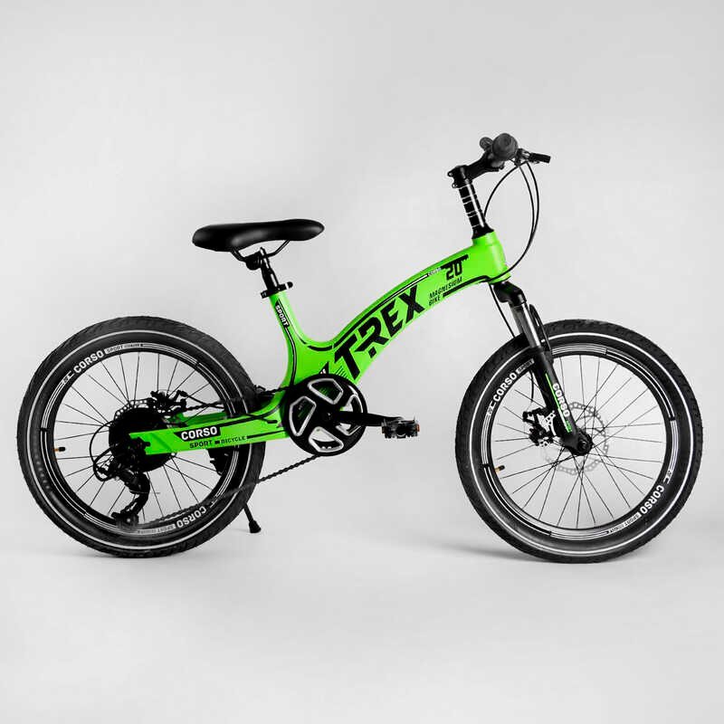 Дитячий спортивний велосипед 20'' CORSO «T-REX» (21455) магнієва рама, обладнання MicroShift, 7 швидкостей, зібраний на 75%