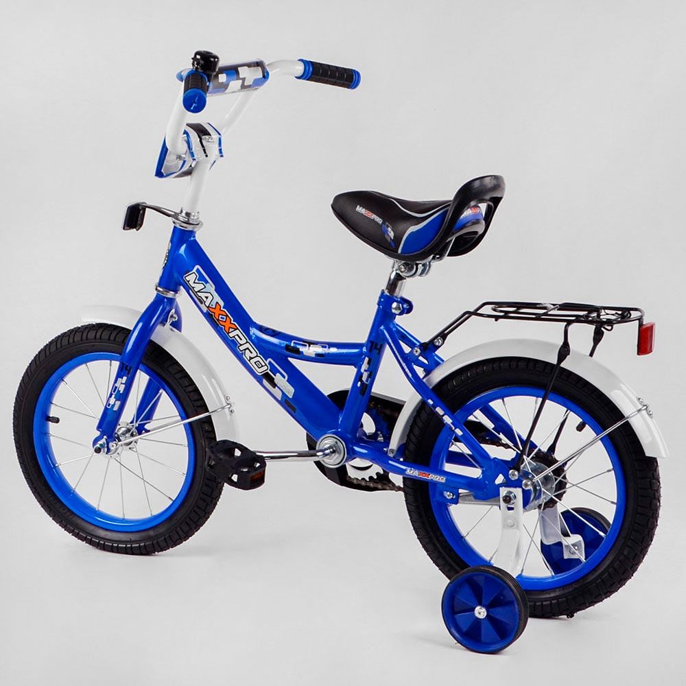 Велосипед для ребенка с колесами 14" дюймов (MAXXPRO-N14-6) звоночек, сидение с ручкой, доп. колеса