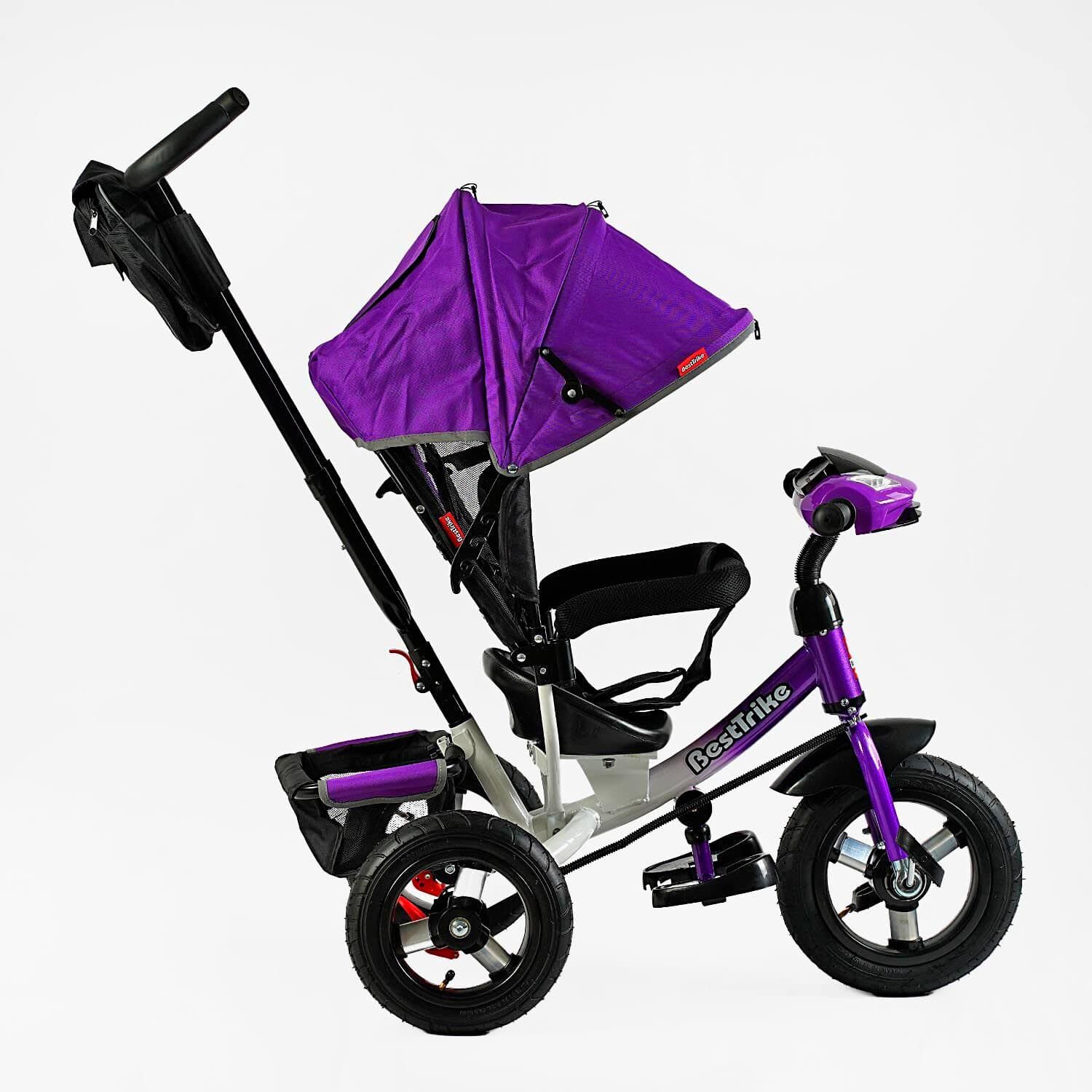 Велосипед триколісний з батьківською ручкою (3390 - 32-870) Best Trike надувні колеса, музична фара з пультом