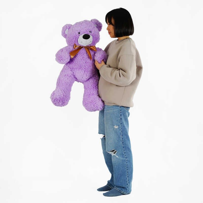 М`яка іграшка "Ведмедик" колір бузковий В18740 висота 1 м (1)