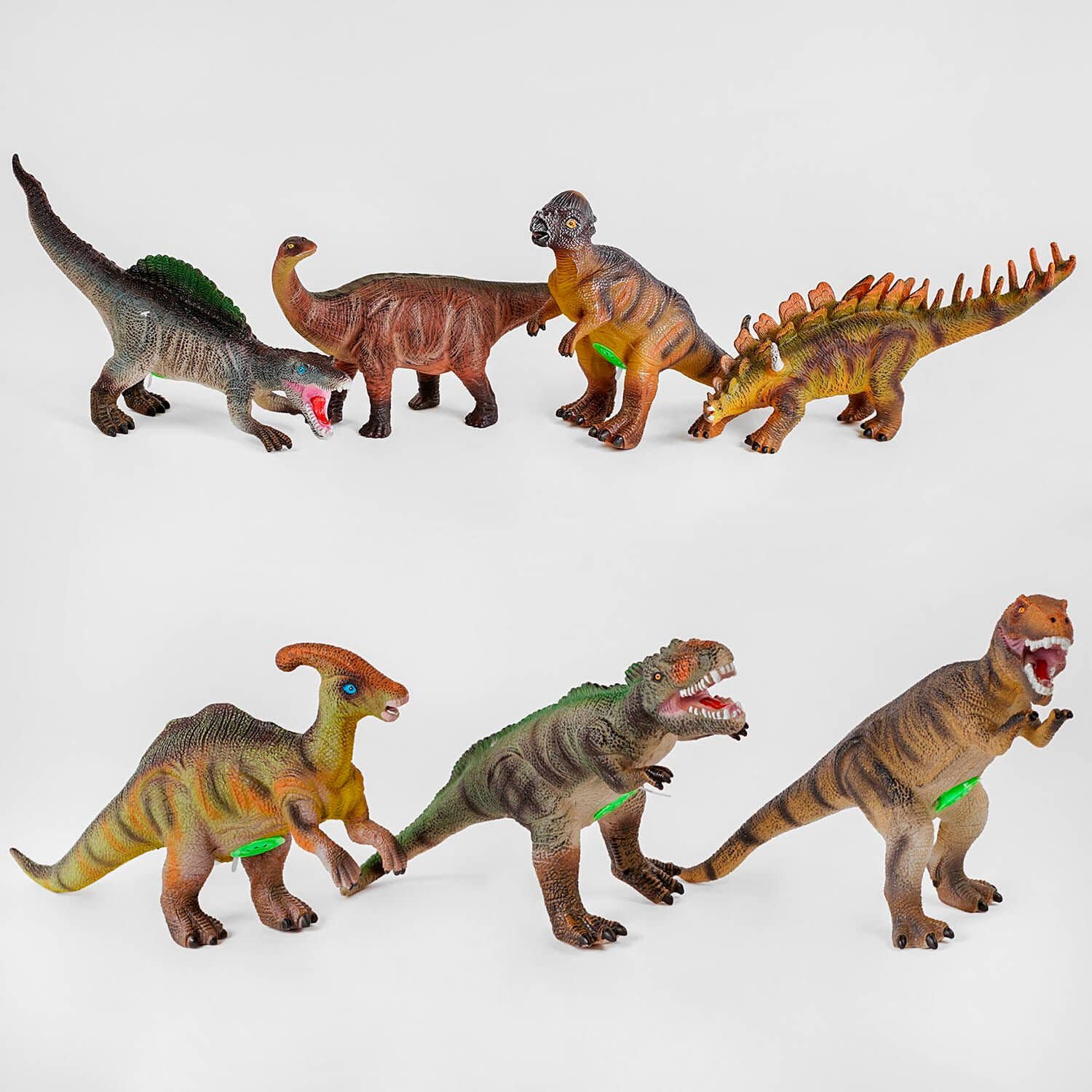 Динозавр резиновый издает звуки, 7 видов, 25 см, мягкий, резиновый, в пакете