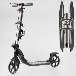 Самокат двоколісний "Best Scooter" L-36375 ФАРА, колеса PU 200мм, 2 амортизатори, затискач керма, ручне гальмо